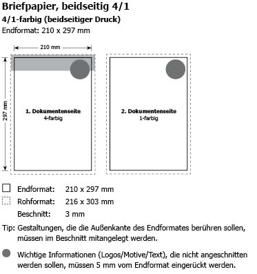 Briefpapier beidseitig 4/1