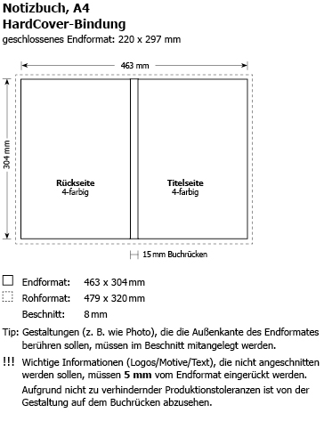 Notizbcher Hardcover DIN A4 (96S)