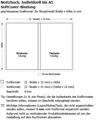 Notizbcher Softcover Sonderformat bis DIN A5 (192S)