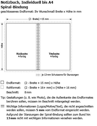 Notizbcher Spiral Sonderformat bis DIN A4 (192S)