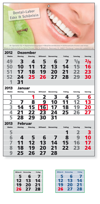 Wandkalender 3-Monatskalender in berarbeitung