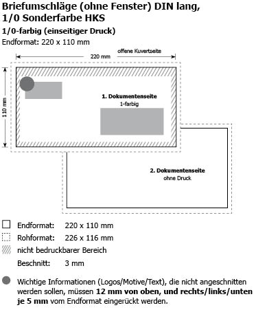 Briefumschlge DIN lang - 1/0 Sonderfarbe