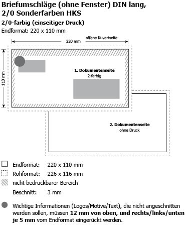 Briefumschlge DIN lang - 2/0 Sonderfarbe