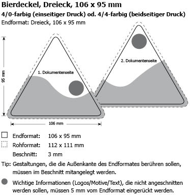 Bierdeckel Dreieck 106x95 mm / Offsetdruck