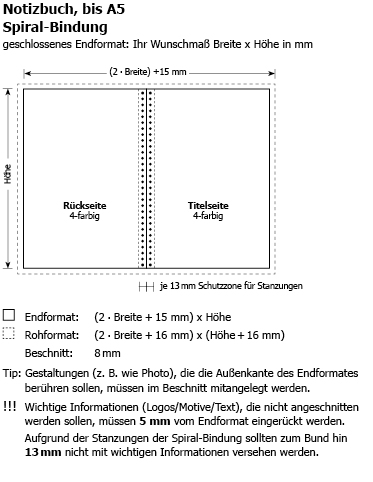 Notizbcher Spiral Sonderformat bis DIN A5 (192S)